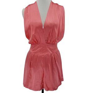 VTG Victoria's Secret Large Pink 100% Silk Backless Romper Coquette Feminine